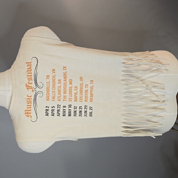 Recycled Threads Nashville Music Festival Sleeveless Fringe Crop Top - Size L - Picture 3 of 14